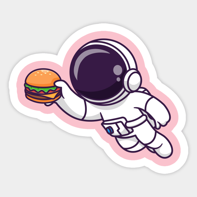 Cute Astronaut Floating With Burger Cartoon Sticker by Catalyst Labs